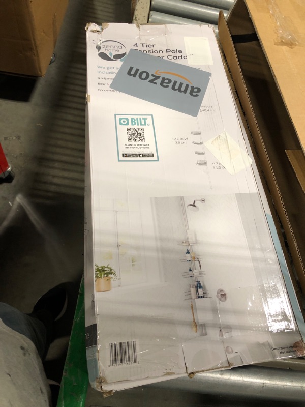 Photo 1 of **MISSING PARTS**
Zenna Home Tension Pole Shower Caddy Corner Organizer, Adjustable Standing Shower Caddy with 4 Baskets and Built in Towel Bar, Rust Resistant Bathroom Tension Rod Organizer, 60 to 97 Inch, Chrome