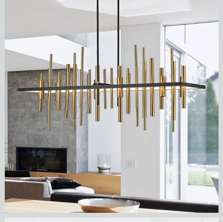 Photo 1 of *USED*
Rectangular Modern Luxury Black Gold Chandelier for Dining Room, LED Pendant Light Fixture for Kitchen Island Over Table (BLACK)