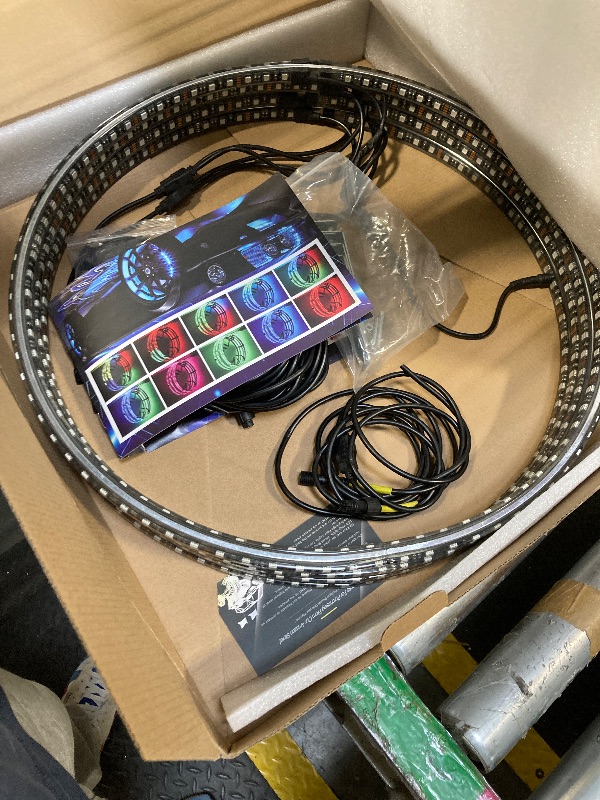 Photo 1 of Adjustable 14-18inch 2-Rows Adjustable Wheel Ring Lights, RGBW Wheel Lights for Truck, LED Chases Dancing Color Rim Lights Fit for All Truck Pickup Car SUV Off-Road 4 Wheels Vehicle