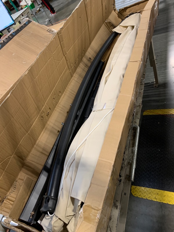 Photo 1 of ***121 KG****Garvee 15 ft Rectangular Patio Umbrella with Base Included - Large Patio Umbrella with Crank Handle, UV Protection for Outdoor Market, Backyard, Pool - Beige