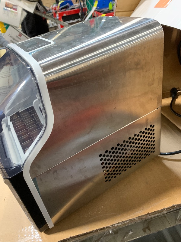 Photo 1 of **WITH Damages****ecozy Ice Cube Maker Countertop, 45 lbs Per Day Ice Machine, 24 Cubes Ready in 13 Mins, Self-Cleaning Function, Perfect for Home Kitchen Bar Party Office, Stainless Steel