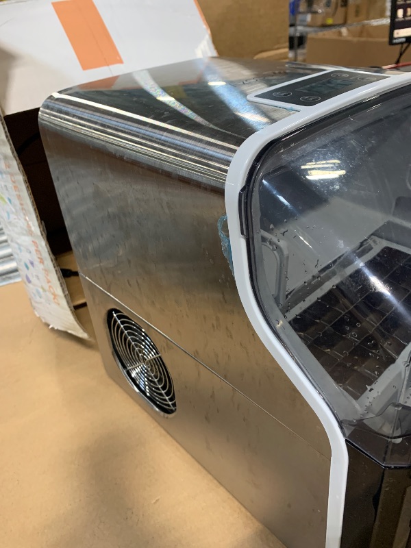 Photo 1 of **WITH Damages****ecozy Ice Cube Maker Countertop, 45 lbs Per Day Ice Machine, 24 Cubes Ready in 13 Mins, Self-Cleaning Function, Perfect for Home Kitchen Bar Party Office, Stainless Steel