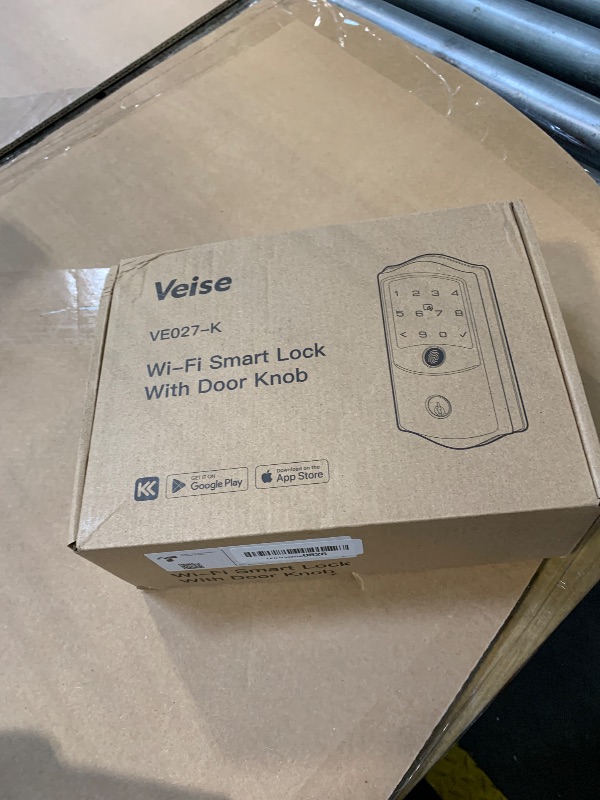 Photo 1 of **INCOMPLETE** Veise VE027-K Built-in WiFi Smart Lock with 2 Knob, Fingerprint Keyless Entry Door Lock Handle Set for Front Door, App Remote Control, Electronic Digital Keypad Deadbolt, IP65 Waterproof, Satin Nickel