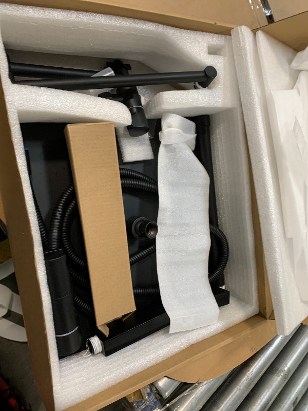 Photo 1 of All Metal 12 Inch Rain Shower Head with Handheld Spray Combo, High Pressure Waterfall Rainfall Square Shower Heads with 16" Adjustable Extension Arm, Dual Showerhead with 3-Way Diverter, Matte Black