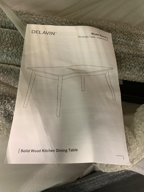 Photo 1 of **MISSING SCREWS**DELAVIN 70.8 Inch Large Solid Wood Dinner Table for 6-8 People, Mid Century Oak Kitchen Table with Natural Wood Grain, Luxury Rectangular Dining Table for Family, Party, Office, Easy Assembly, Black