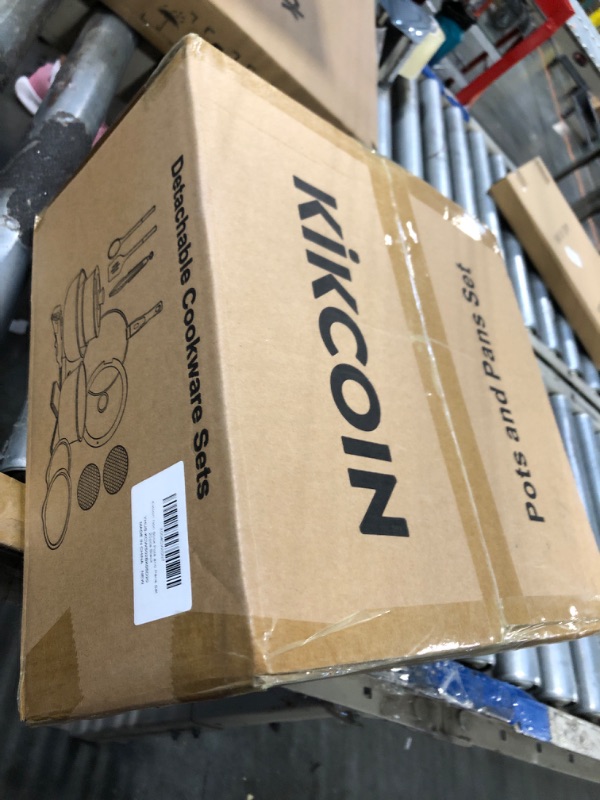 Photo 1 of ***MISSING HANDLES*** KIKCOIN 20 Pcs Pots and Pans Set Non Stick, Detachable Handle Cookware Sets Nonstick, Non Toxic Induction RV Kitchen Cooking Set with Removable Handles, Dishwasher/Oven Safe, Easy Clean (Black)