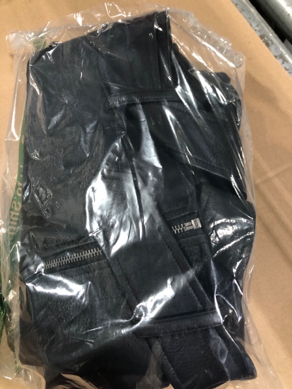 Photo 1 of **MINOR DAMAGE**
 Leather Jackets for Men, Faux Bomber Jacket Mens Motorcycle Lapel Asymmetric Zip-Up Belt Slim Fit Biker Coat Black XL