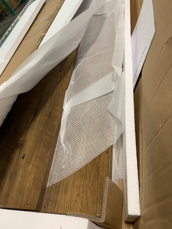 Photo 1 of **MISSING PIECES UNKNOWN**LITTLE TREE Farmhouse Coffee Table, 47 Inches Wooden Rectangular Accent Center Tables with Thick Base, Modern Low Cocktail Tea Furniture for Living Room (Rustic Brown)