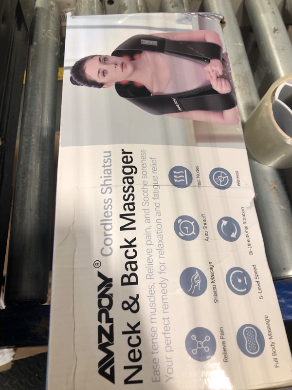 Photo 1 of AMZPONY® Cordless Neck Massager for Pain Relief Deep Tissue, Rechargeable Shiatsu Neck and Back Massager with Heat Kneading Shoulder Massage for Body Muscle Pain Relief,Gifts for Dad Mom Friends