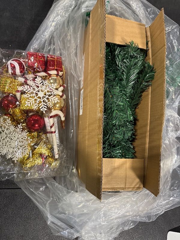 Photo 1 of **MISSING STAND**
3 Ft Small Christmas Tree with Lights,50 Warm White & Colored Change LED Lights,Remote Control,8 Lighting Modes & Timer,Mini Xmas Tree with 3D Star & 44 Ornaments for Indoor Table Holiday Party Decor