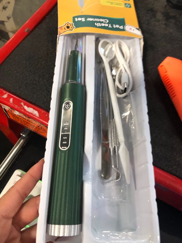 Photo 1 of Opdent Plaque Remover for Teeth - Electric Toothbrush for Dogs Pet Brush Set,Electric Five Modes + 3 Cleaning Head, Plaque Remover for Teeth Stains for Dogs and Cats (Dark Green, Large)
