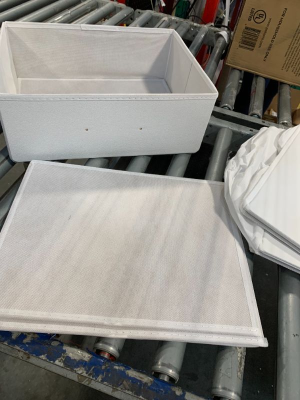 View 3 of ** SIMILLAR IMAGE**JAKAGO Fabric Storage Bins set of 4 Rectangle Storage Baskets with Handle Foldable Closet Organizer for Clothes Towel bedding Books Collapsible Clothing Container for Shelves Bedroom(White High)