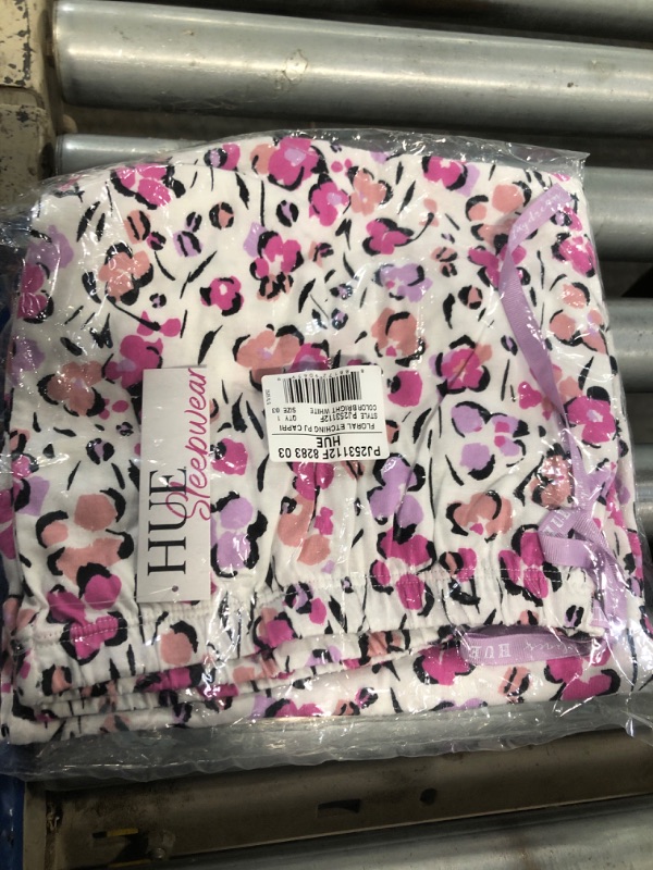 Photo 1 of *See Clerk Notes*
HUE Women’s Summer Vacation Pajama Separates, Soft, Whimsical Print PJs with Tropical Beach Themes, Flip Flops, Cocktails, Bright White Floral Etching - Sleep Capri Pants, Large
