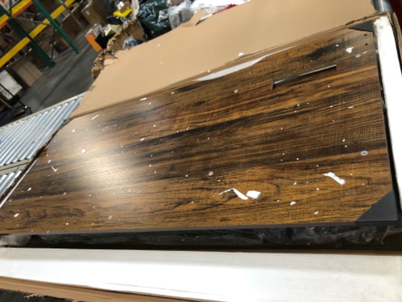 Photo 1 of ** USED *** GreenForest 47 inch Computer Desk with Power Outlets, Small Home Office Desk with Ergonomic Monitor Stand, Reversible Gaming Desk, Modern Study Desk, Laptop Desk, Walnut