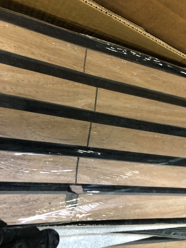 Photo 1 of ** USED/ UNTESTED/ DAMAGE MAJOR *** Vellorise 4 Pack Wood Panels for Wall, 94.4" x 12.8" Acoustic Wood Slat Wall Panel for Interior Decor & Noise Reduction, Soundproof Panel, Sound Absorbing 3D Textured Panels - Teak