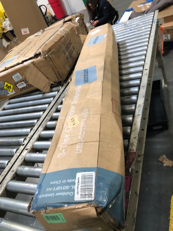 Photo 1 of ** USED / UNTESTED ** SMUG 10FT 3-Tier Solar Patio Umbrella with 32 LED Lights, Outdoor Umbrellas with Push Button Tilt and Crank, Tilting Table Umbrella with 8 Sturdy Ribs for Market, Beach, Pool, Garden, Deck, Backyard, Terrace, Restaurant, UV Protectio