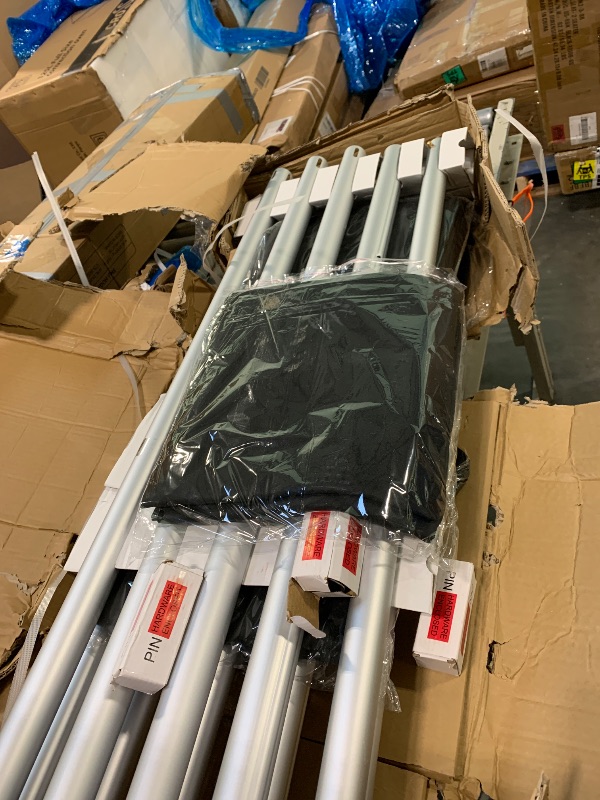 Photo 1 of ** untested ** OnlineEEI, 8 Foot Tall Fixed Height Portable Pipe and Drape Backdrop Kit, 8ft x 20ft Breakapart, Black Drapes (BBD9990820CDPR750)