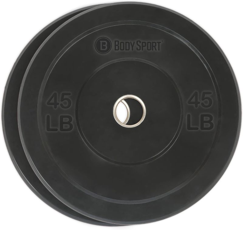 Photo 1 of ** FACTORY SEALED / SIMILAR ** Body Sport Bumper Weight Plates for Training, 45 lb. (2-Pack) - Impact Absorbing Strength Discs with Stainless Steel Insert