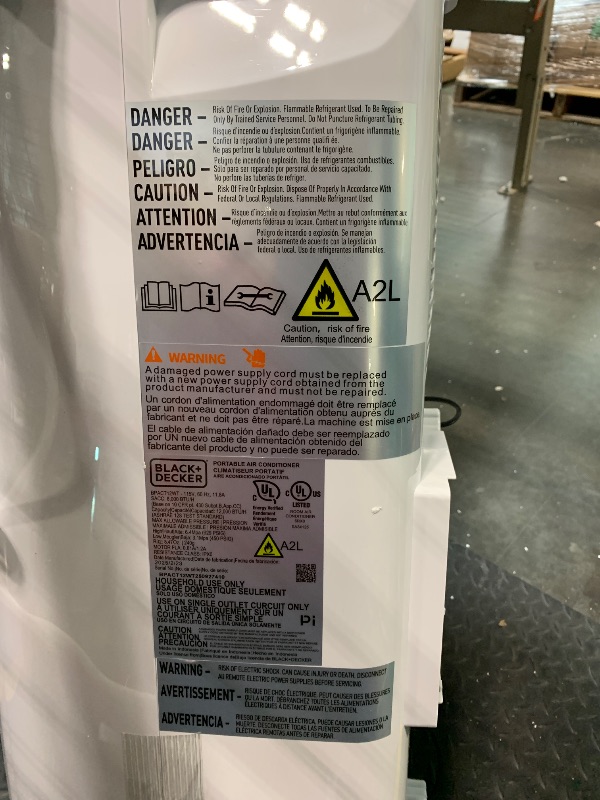 Photo 1 of ** USED/ UNTESTED/ MISSING PARTS ** BLACK+DECKER Portable Air Conditioner, 12,000 BTU (8,000 BTU SACC) for Rooms up to 550 Sq. Ft., Portable AC with Follow Me Remote Control and Window Kit, BPACT12WT, White