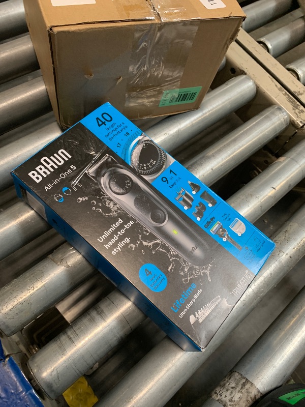 Photo 1 of **MISSING PARTS**
1066063997
Braun All-in-One Style Kit Series 5 5470, 9-in-1 Trimmer for Men w/Beard Trimmer, Body Trimmer for Manscaping, Gillette Fusion5 ProGlide Razor, 40 Length Settings, Rechargeable Battery, Cordless
