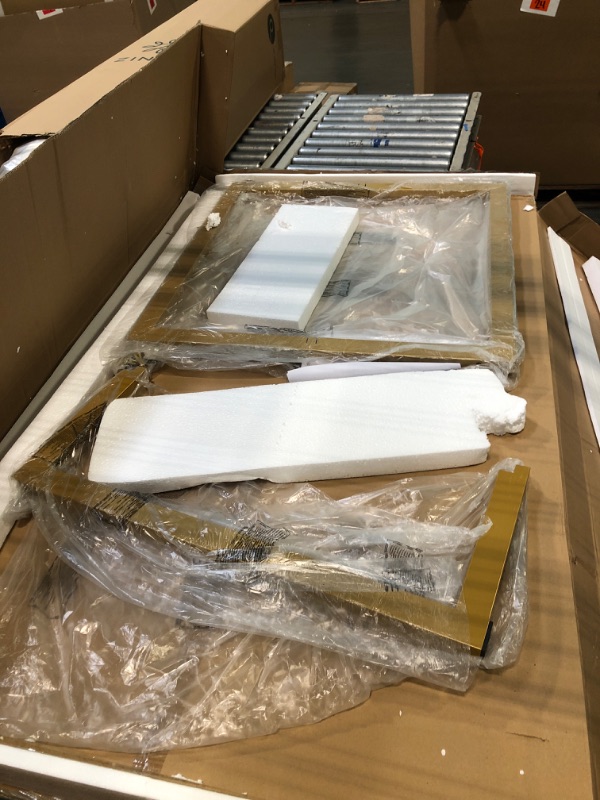 Photo 1 of ** NEW*** FurnitureR Modern Glass Dining Table, 55.1 Inch Elegant Rectangular Multipurpose Table with Sturdy Metal Frame for Dining Room Kitchen, Gold