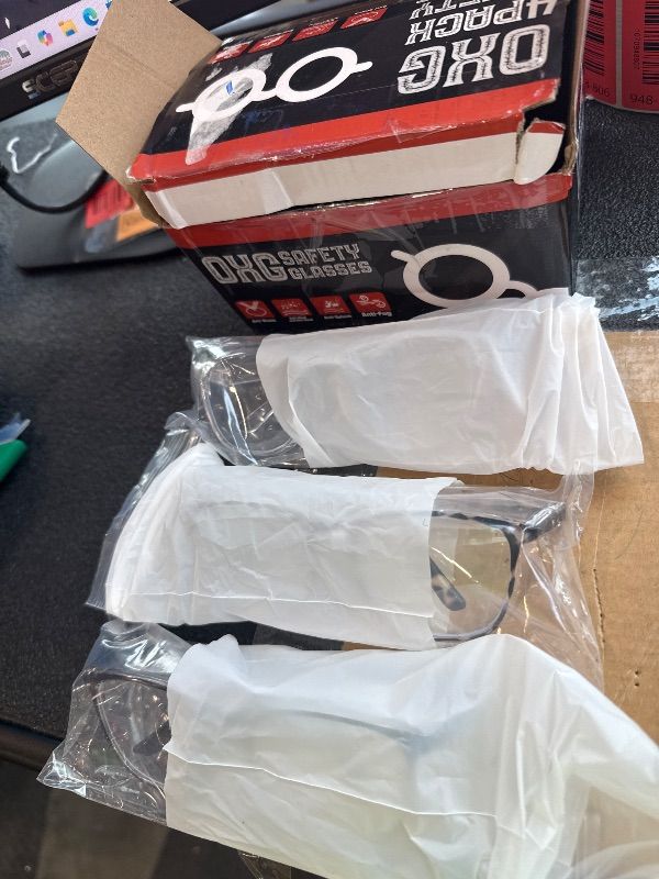 Photo 1 of **one pair missing**OXG 4 Pack Anti-Fog Safety Glasses, Z87+ Stylish Safety Goggles - Blue Light Blocking Protective Eyewear for Nurse (Leopard+Pink+Clear+Black)