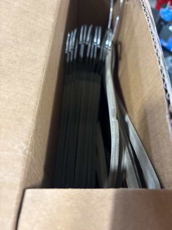 Photo 1 of **MISSING PARTS**
Amazon Basics Slim, Velvet, Non-Slip Suit Clothes Hangers, Gray/Silver - Pack of 30