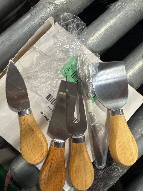 Photo 1 of ***THERE ARE NO SPOONS*****Linwnil Mini Cheese Knife Set with wood Handle - Stainless Steel Charcuterie Knife Set with 4 Fruit Forks & 4 Small Spoons - Compact Cheese Cutter Set for Charcuterie Boards