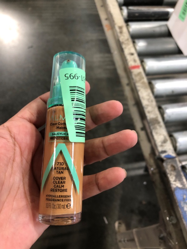 Photo 1 of Almay Clear Complexion Acne Foundation Makeup with Salicylic Acid, Medium Coverage, Soft Matte Finish, Hypoallergenic, Cruelty- & Fragrance-Free, Dermatologist Tested, 710 Natural Tan, 1 fl oz