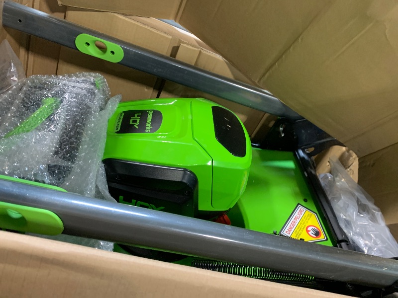 Photo 1 of **USED**Greenworks 40V 21" Brushless Cordless (Self-Propelled) Lawn Mower (LED Headlight + Aluminum Handles), 5.0Ah Battery and Charger Included (75+ Compatible Tools)
**Missing charger**