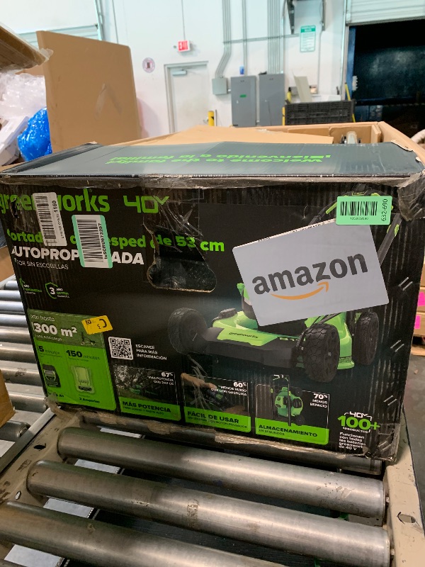 Photo 1 of **USED**Greenworks 40V 21" Brushless Cordless (Self-Propelled) Lawn Mower (LED Headlight + Aluminum Handles), 5.0Ah Battery and Charger Included (75+ Compatible Tools)
**Missing charger**