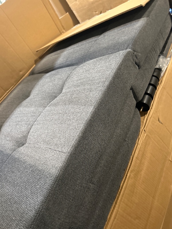 Photo 1 of **MISSING PARTS**
Convertible Sleeper Chair-Fabric Futon Sofa Bed, Single Sleeper Sofa, Small Couch Bed with USB Port, Foldable Table, Pillow, Adjustable Backrest for Dorm/Bedroom/College Darkgrey