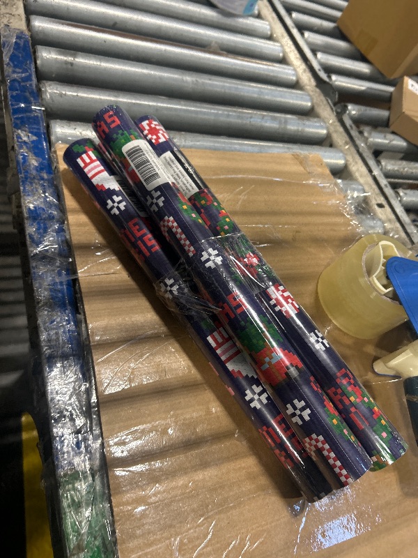 Photo 1 of ****4 PACK****
BIOBROWN Pixel Christmas Wrapping Paper - 17 Inch X 33 Feet (46.7 sq. ft. ttl.) - Santa Claus Design Perfect for Xmas, Party, Holiday Gift Wrap