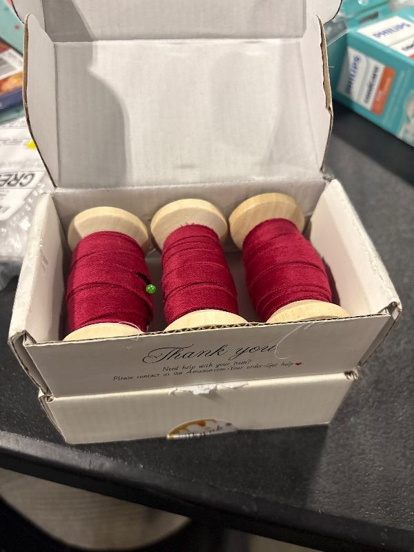 Photo 1 of *****2PACK****
Dark Red Velvet Ribbon 3/8" with Wooden Spool 15 Yd, Burgundy Velvet Ribbon for Christmas Tree, 3Rolls for Christmas Wreath Decoration Gift Wrapping &Bow Making