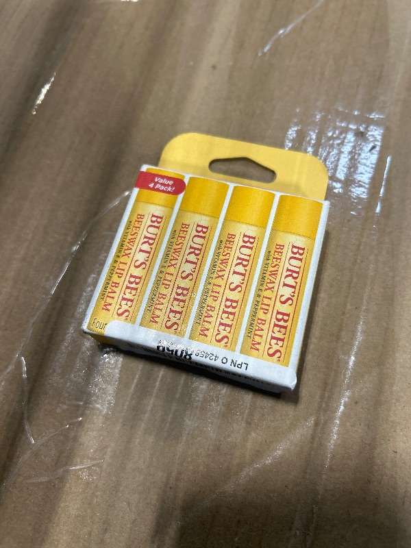 Photo 1 of Burt's Bees Lip Balm - Original Beeswax, Lip Moisturizer With Responsibly Sourced Beeswax, Tint-Free, Natural Origin Conditioning Treatment, 4 Tubes, 0.15 oz.