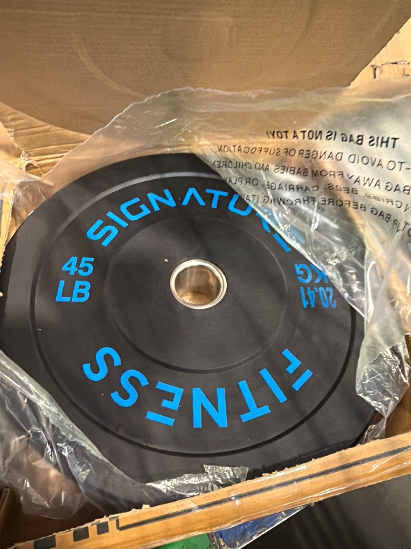 Photo 1 of *****JUST ONE**** Fitvids 2-Inch Olympic Bumper Plates “ 2X 45LB Weight 45 LBS, Pair Black