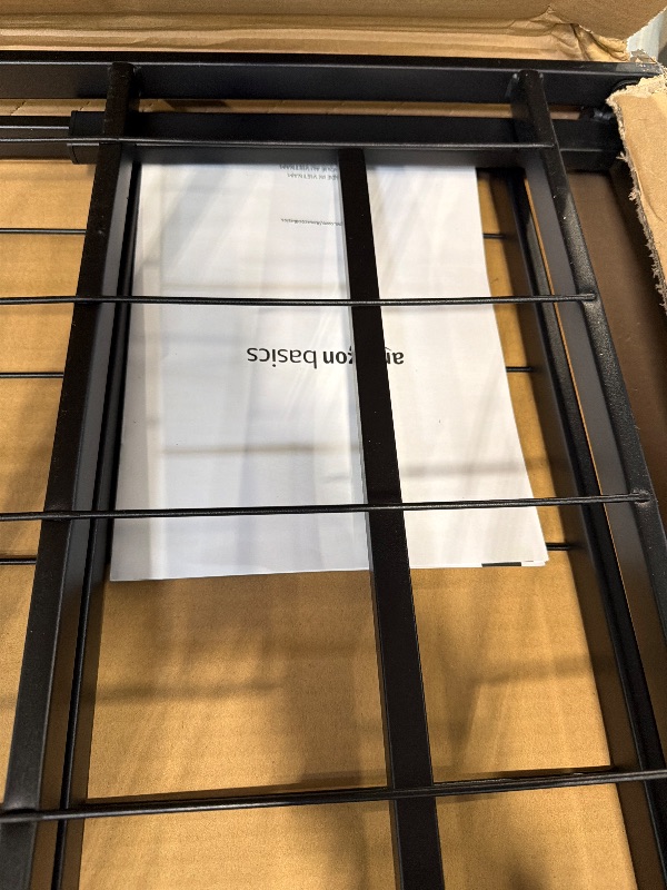 Photo 3 of Amazon Basics Bed Frame with Storage, Foldable Metal Platform, Sturdy Steel, No Box Spring Needed, 14-inch High, Tool-Free Setup, Twin Size, Black