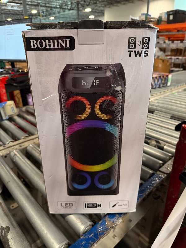 Photo 1 of ***NOT ALL LEDS TURN ON****BOHINI Bluetooth Speaker, 160W Peak Powerful Loud Stereo Sound Deep Bass Wireless Boombox Portable Large Party Speakers with Subwoofer TWS Pairing Dynamic LED Light for Outdoor Camping Backyard Events