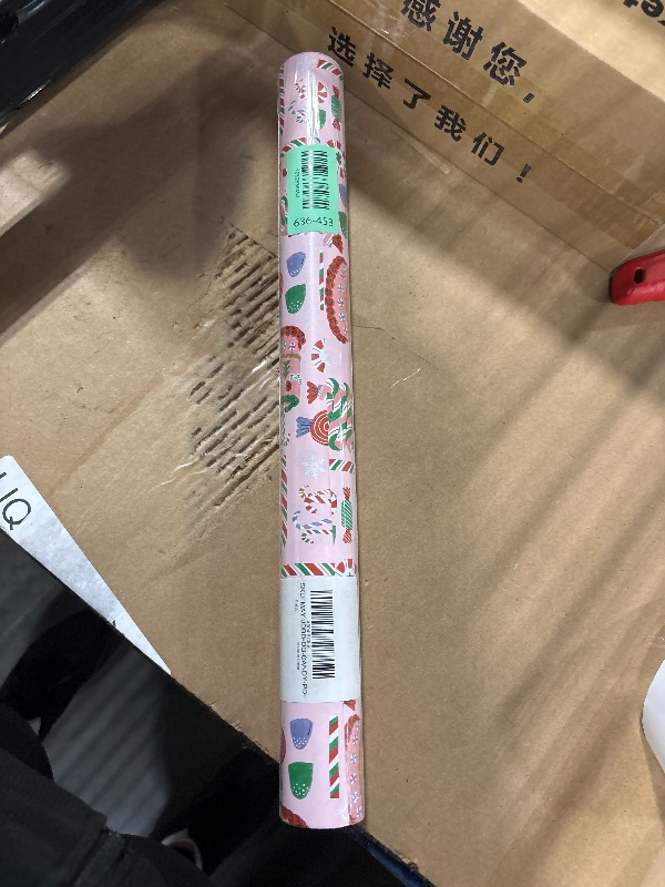 Photo 1 of ** FACTORY SEALED**
MAYPLUSS Christmas Wrapping Paper Roll - 17 In x 33 Feet - Cute Pink Christmas Candy Cane Cake Reversible Polka Dot Gift Wrap Paper for New Year, Holiday, Kids