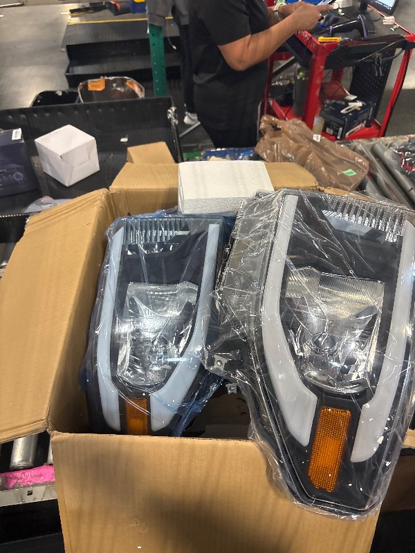 Photo 6 of Nilight LED DRL Headlight Assembly Compatible with 2014 2015 2016 2017 2018 2019 2020 2021 Toyota Tundra Clean Lens Black Housing Amber Reflector Clear Lens Headlamps Replacement