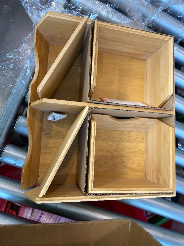 Photo 1 of ***MINOR DAMAGE*** CENCODE Bamboo Pantry Storage Bins with Lid - Stackable Baskets, Potato and Onion Storage, Wood Storage Bins for Pantry Baskets Organization and Storage, Kitchen Essential, Set 3 Pieces