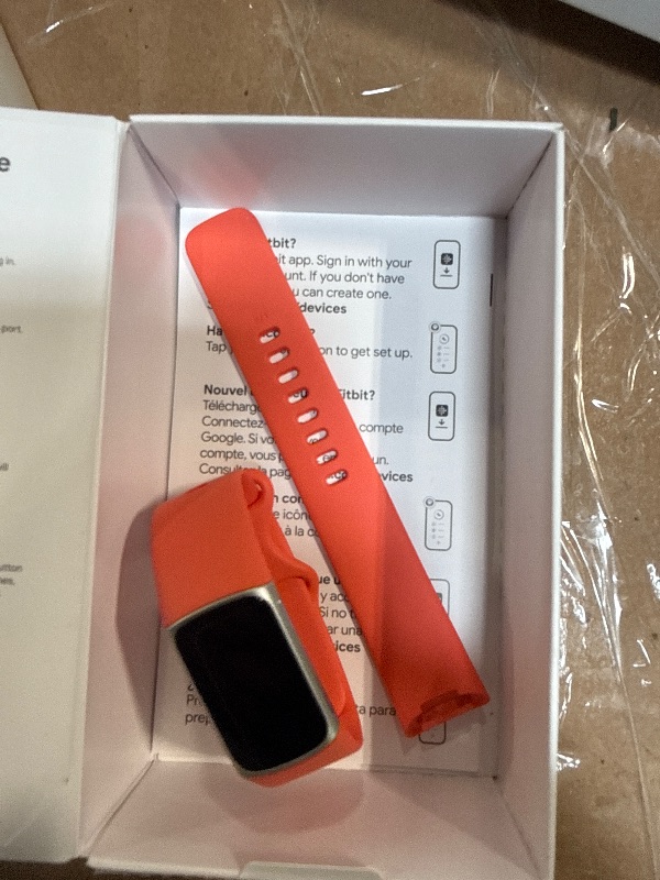 Photo 1 of ** MISSING CHARGER***Fitbit Charge 6 Fitness Tracker with Google apps, Heart Rate on Exercise Equipment, 6-Months Premium Membership Included, GPS, Health Tools and More, Gold/Coral, One Size (S & L Bands Included)