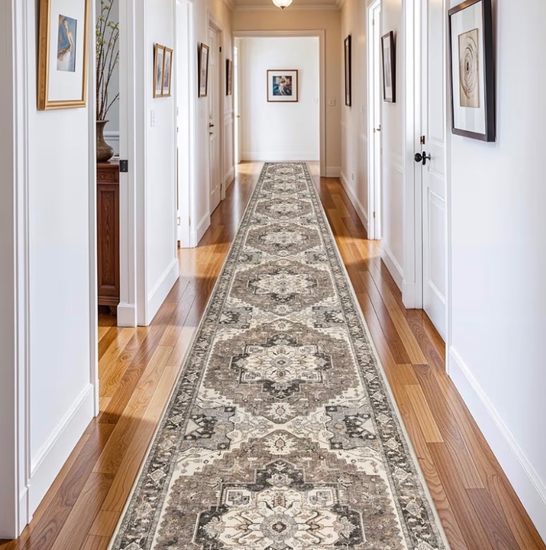 Photo 1 of 
Washable 3x25 Long Hallway Runner - Non-Slip Stain Resistant Kitchen Rug Distressed Mats Low Plie Soft Ultra Thin Room Floor Carpet for Living Room Dining Room(Beige,3x25)
