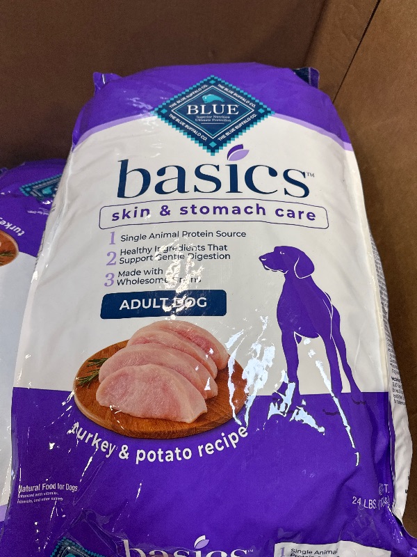Photo 1 of *** FINALE SALE WHOLE PALLET***Blue Buffalo Basics Adult Dry Dog Food, Skin & Stomach Care, Limited Ingredient Diet for Dogs, Turkey Recipe, 24-lb. Bag