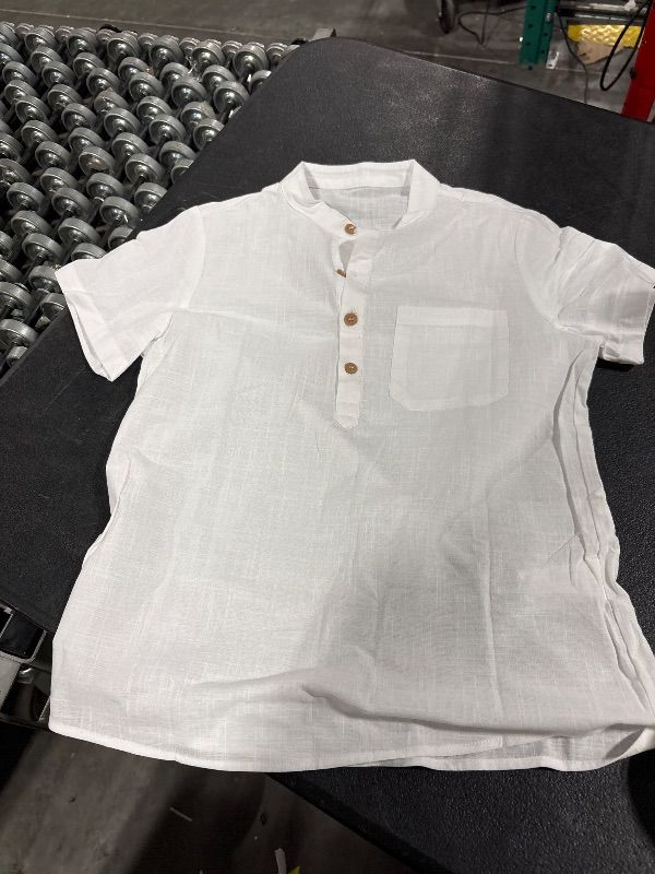 Photo 1 of **SIZE UNKNOWN**
Inorin Boys Button Up Henley Shirts Short Sleeve Lightweight Summer Cotton Dress T Shirt Tees Tops One Pocket White