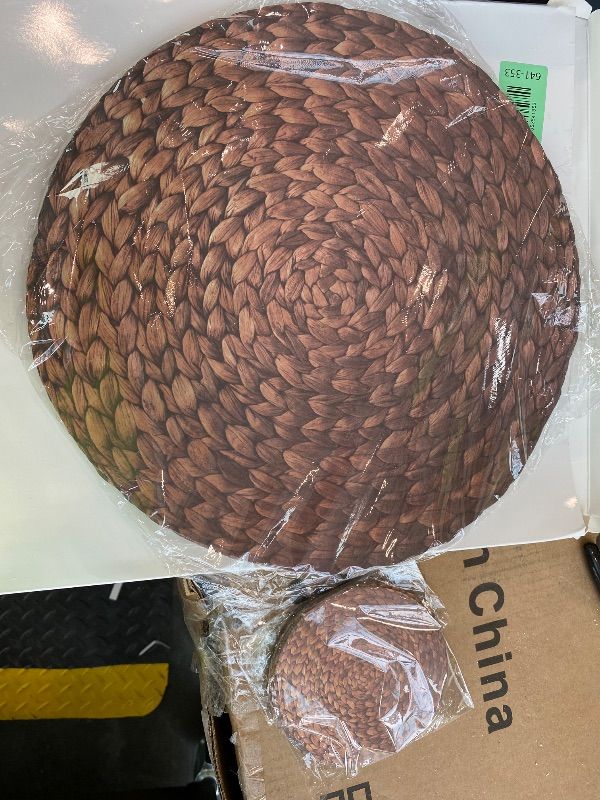 Photo 1 of ** MISSING PICESES**Geosar 200 Disposable Paper Placemats and Coasters Set Summer Hawaiian Luau Placemat with Coasters Outdoor Indoor for Greenery Jungle Dining Table Decoration Shower Birthday(Woven)