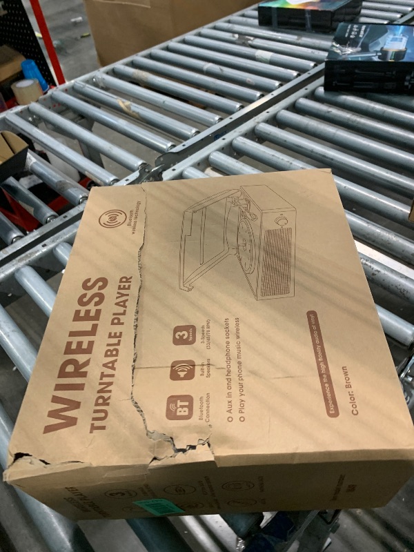 Photo 1 of **UNTESTED**
Vinyl Record Player Turntable with Built-in Bluetooth Receiver & 2 Stereo Speakers, 3 Speed 3 Size Portable Retro Record Player for Entertainment and Home Decoration