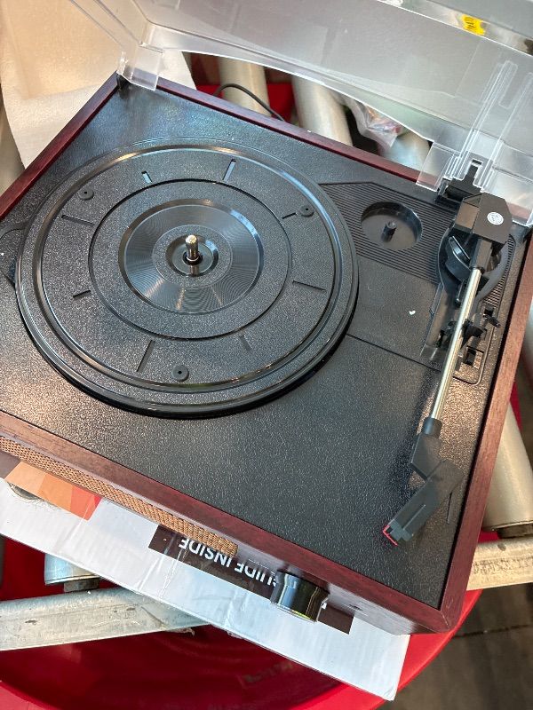 Photo 1 of **UNTESTED**
Vinyl Record Player Turntable with Built-in Bluetooth Receiver & 2 Stereo Speakers, 3 Speed 3 Size Portable Retro Record Player for Entertainment and Home Decoration