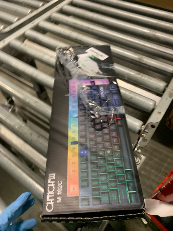 Photo 1 of ** USED ** CHONCHOW Blue Keyboard and Mouse Combo, 87 Keys TKL USB Wired LED Light Up Backlit Keyboard, 800-3200 DPI RGB Mouse, Blue Mouse and Keyboard Combo for PS4 PS5 PC Laptop Mac Computers