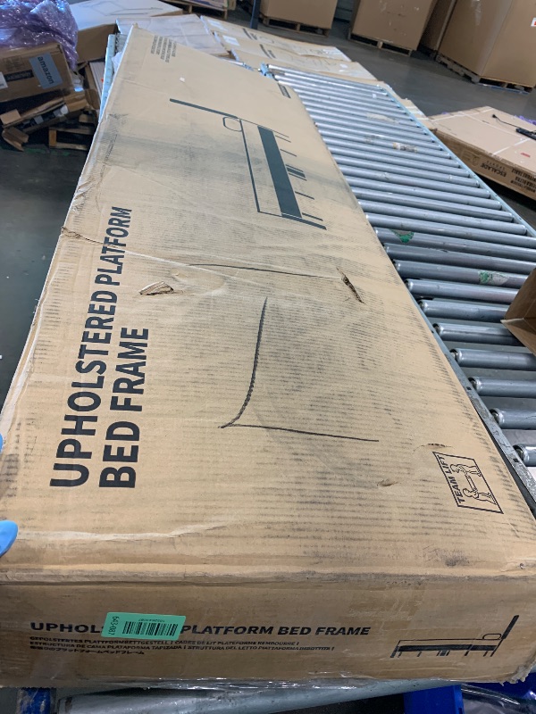 Photo 1 of ** HARDWARE INCLUDED** Novilla King Size Bed Frame with Adjustable Headboard Platform King Bed Frame Linen Fabric Upholstered Headboard